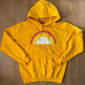 ❤️ Aloha Avenue Hawaii Yellow Rainbow Happy Hoodie Size Small NWOT